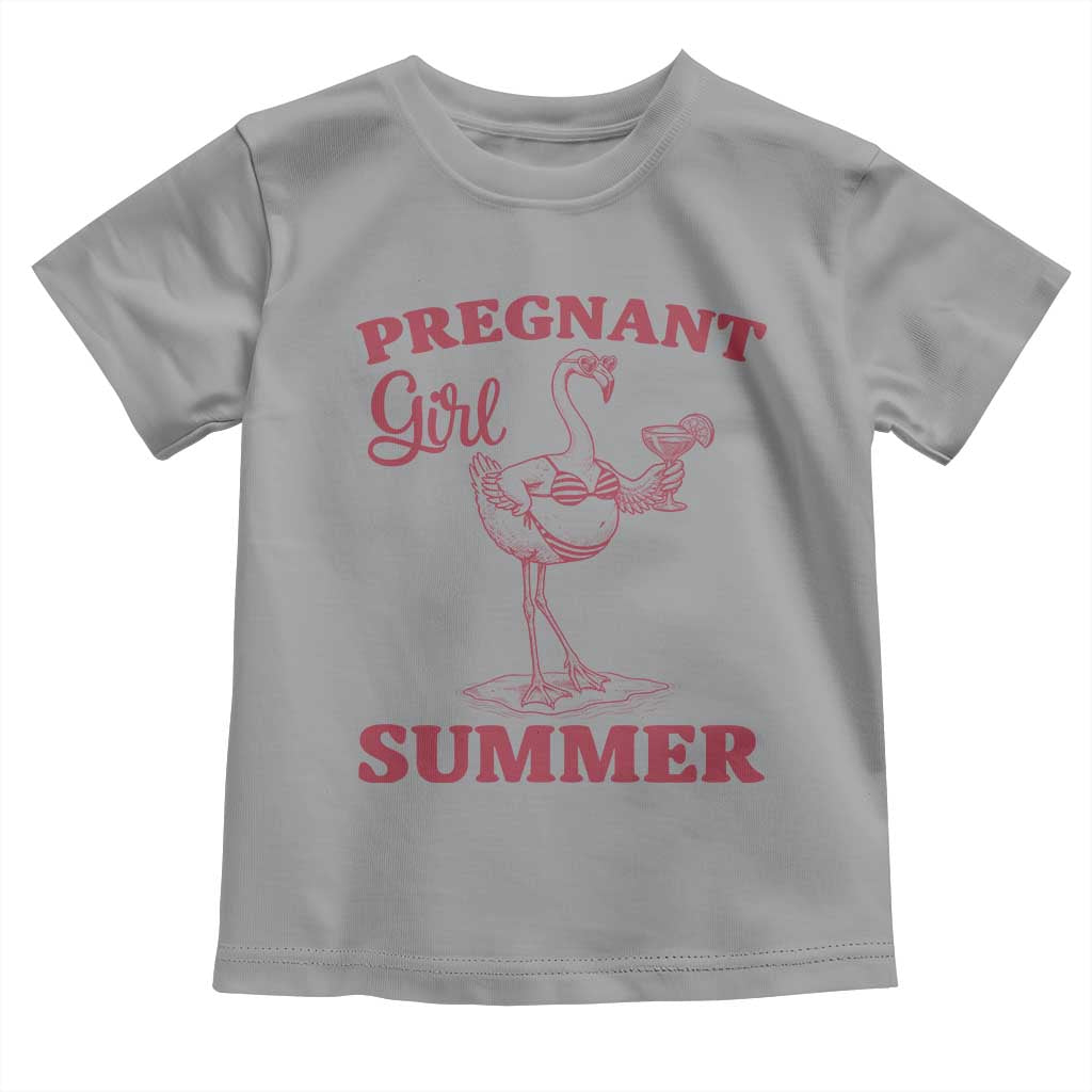 Flamingo Pregnancy Announcement Toddler T Shirt Summer Beach Mom To Be Gift TS12 Sport Gray Print Your Wear