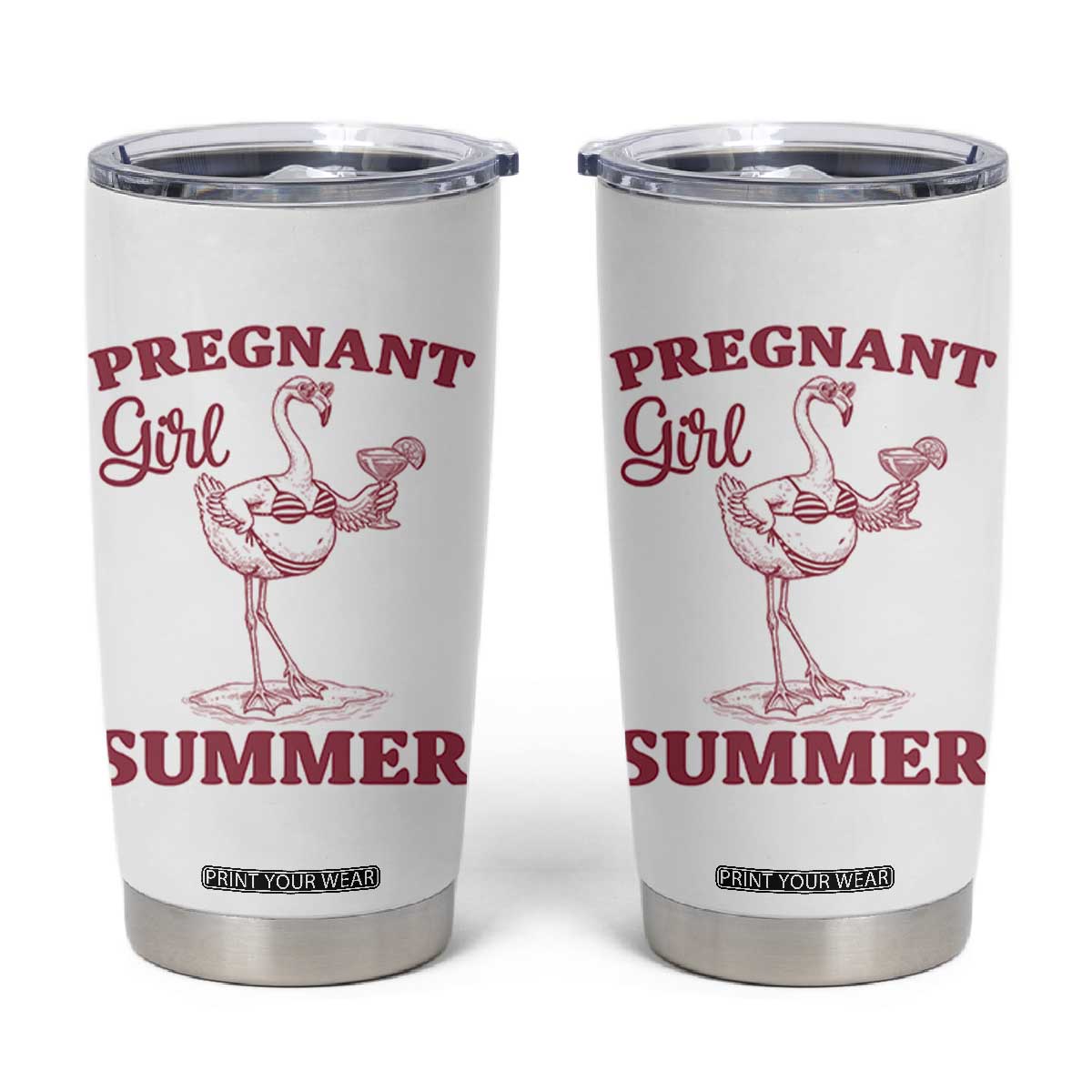 Flamingo Pregnancy Announcement Tumbler Cup Summer Beach Mom To Be Gift TS12 White Print Your Wear