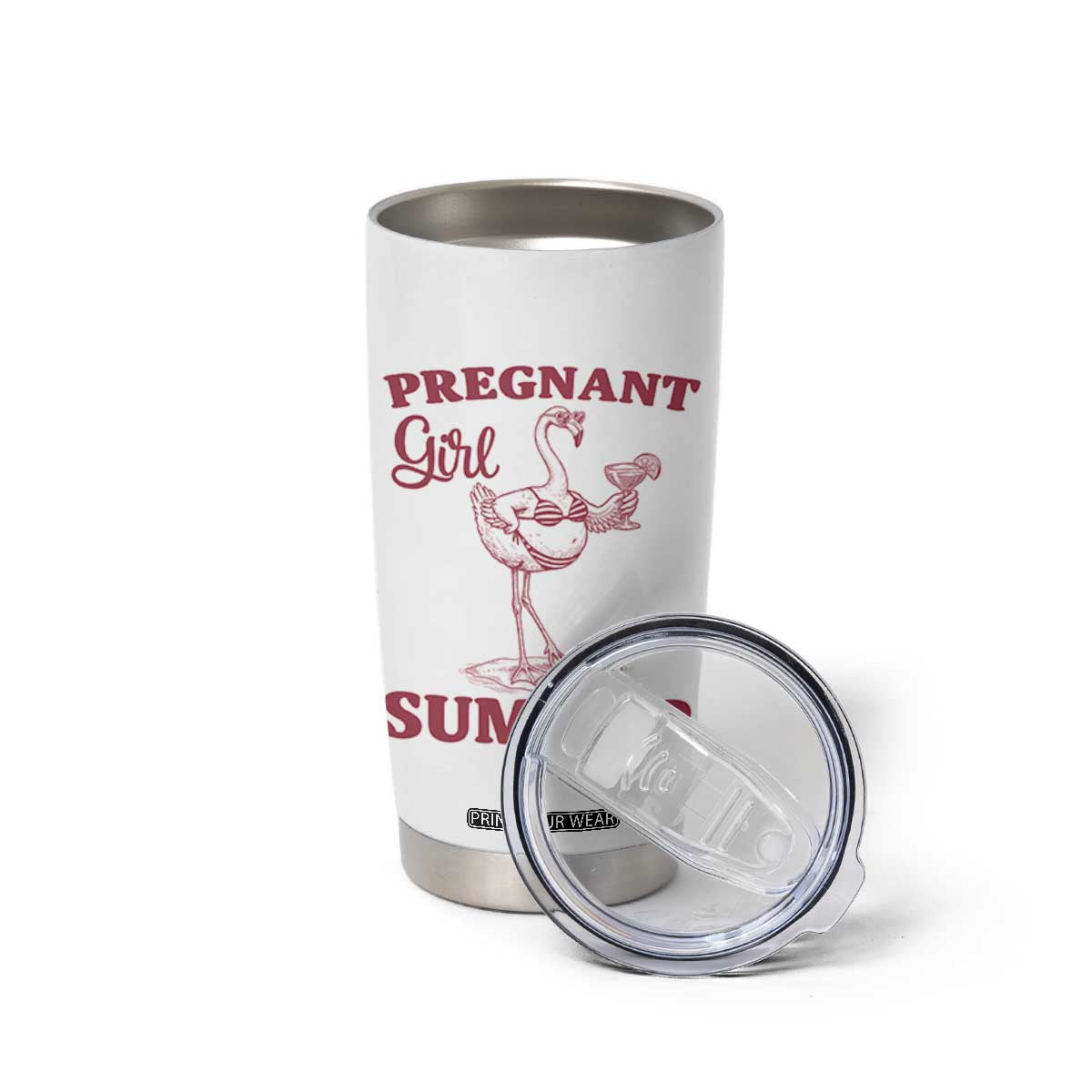 Flamingo Pregnancy Announcement Tumbler Cup Summer Beach Mom To Be Gift TS12 Print Your Wear