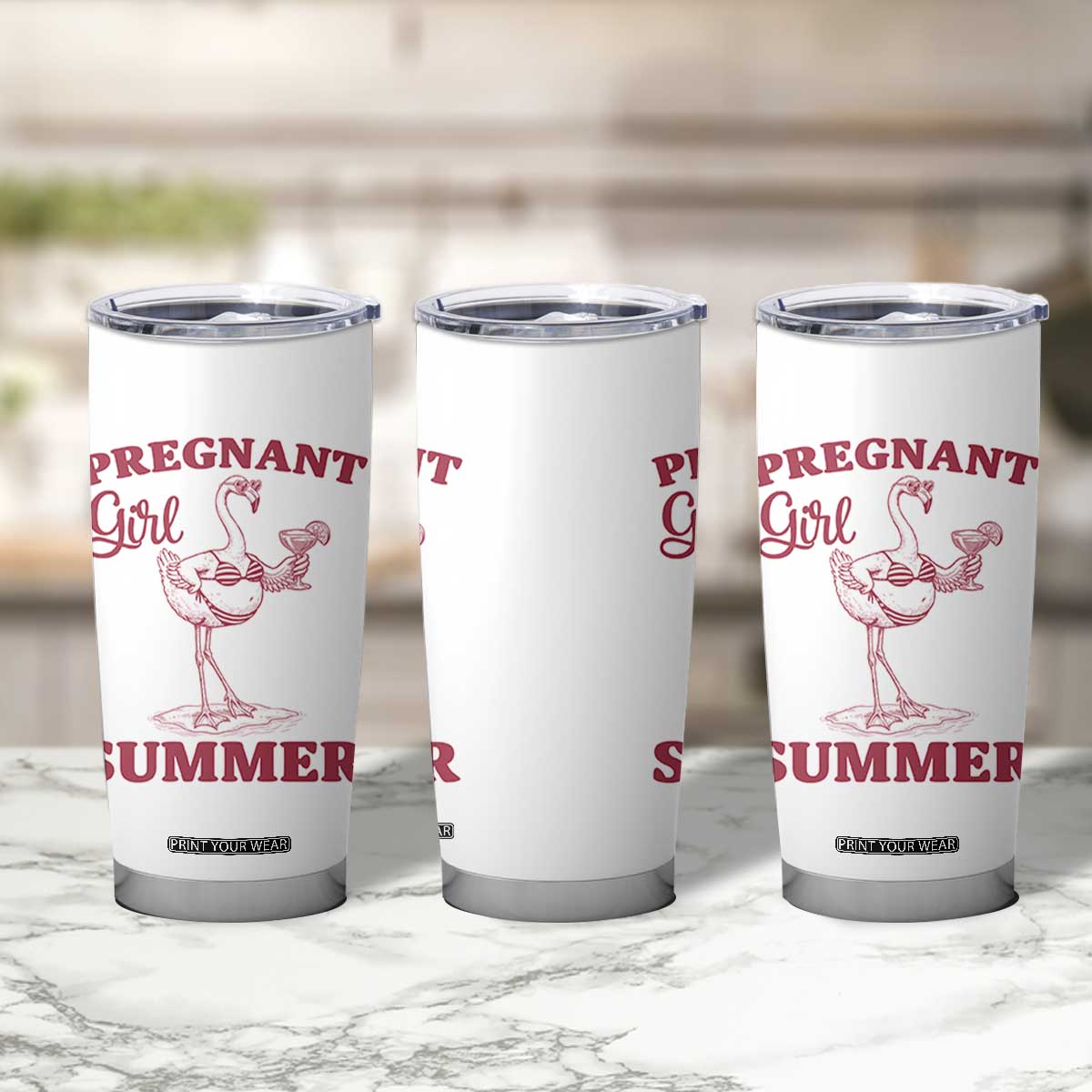 Flamingo Pregnancy Announcement Tumbler Cup Summer Beach Mom To Be Gift TS12 Print Your Wear