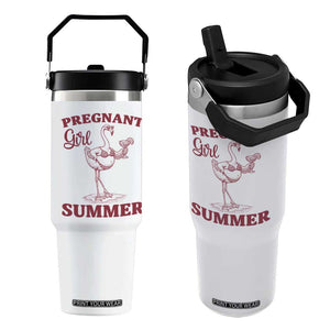 Flamingo Pregnancy Announcement Flip Straw Tumbler Summer Beach Mom To Be Gift TS12 One Size: 30 oz White Print Your Wear