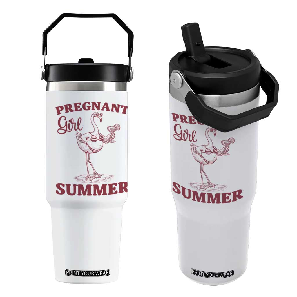 Flamingo Pregnancy Announcement Flip Straw Tumbler Summer Beach Mom To Be Gift TS12 One Size: 30 oz White Print Your Wear