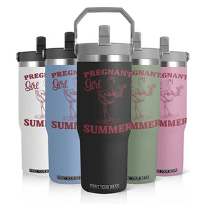 Flamingo Pregnancy Announcement Flip Straw Tumbler Summer Beach Mom To Be Gift TS12 Print Your Wear