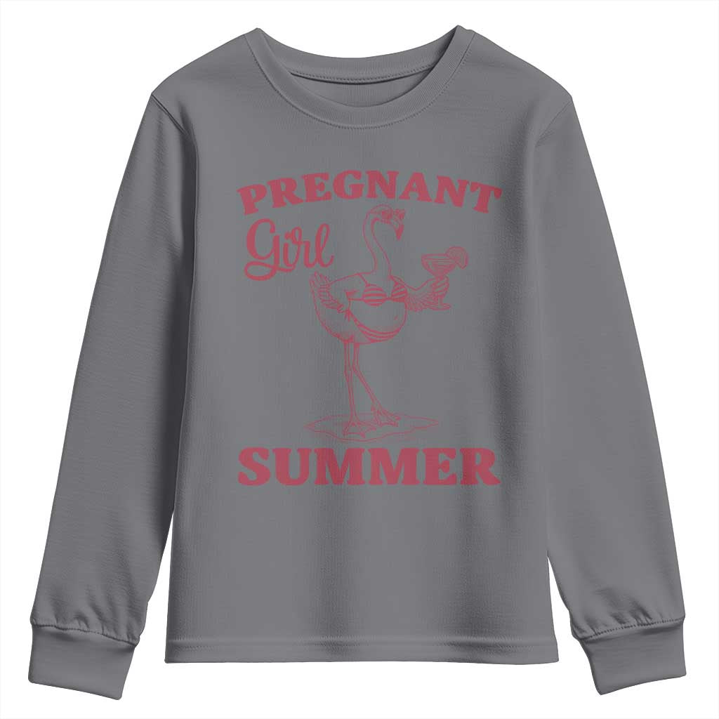 Flamingo Pregnancy Announcement Youth Sweatshirt Summer Beach Mom To Be Gift TS12 Charcoal Print Your Wear