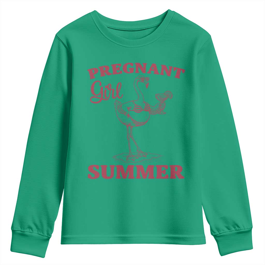 Flamingo Pregnancy Announcement Youth Sweatshirt Summer Beach Mom To Be Gift TS12 Irish Green Print Your Wear