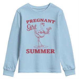 Flamingo Pregnancy Announcement Youth Sweatshirt Summer Beach Mom To Be Gift TS12 Light Blue Print Your Wear