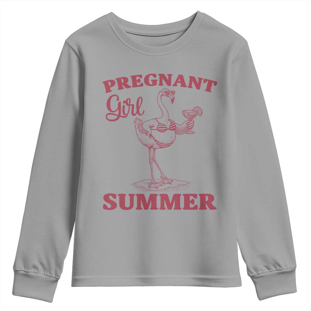 Flamingo Pregnancy Announcement Youth Sweatshirt Summer Beach Mom To Be Gift TS12 Sport Gray Print Your Wear