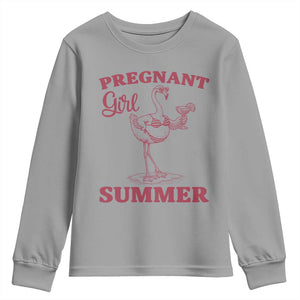 Flamingo Pregnancy Announcement Youth Sweatshirt Summer Beach Mom To Be Gift TS12 Sport Gray Print Your Wear
