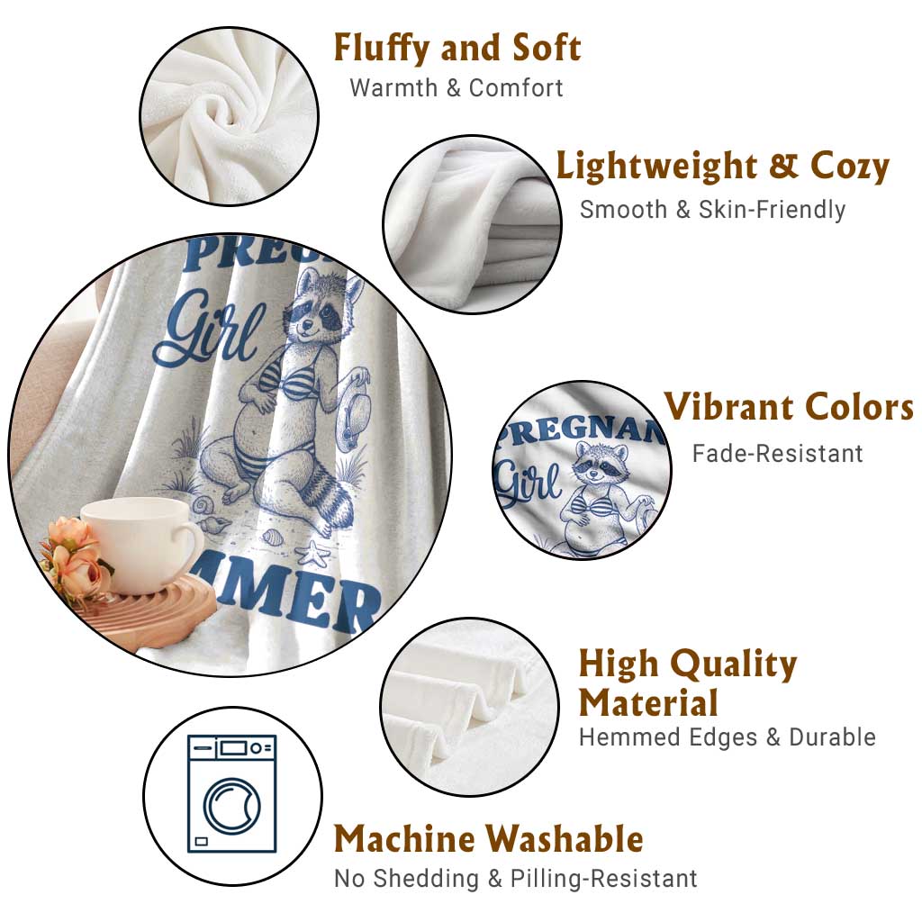 Raccoon Pregnancy Announcement Throw Blanket Summer Beach Mom To Be Gift TS12 Print Your Wear