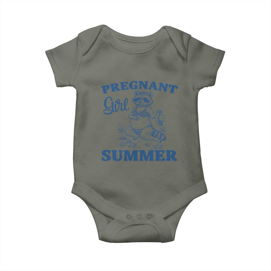 Raccoon Pregnancy Announcement Baby Onesie Summer Beach Mom To Be Gift TS12 Military Green Print Your Wear