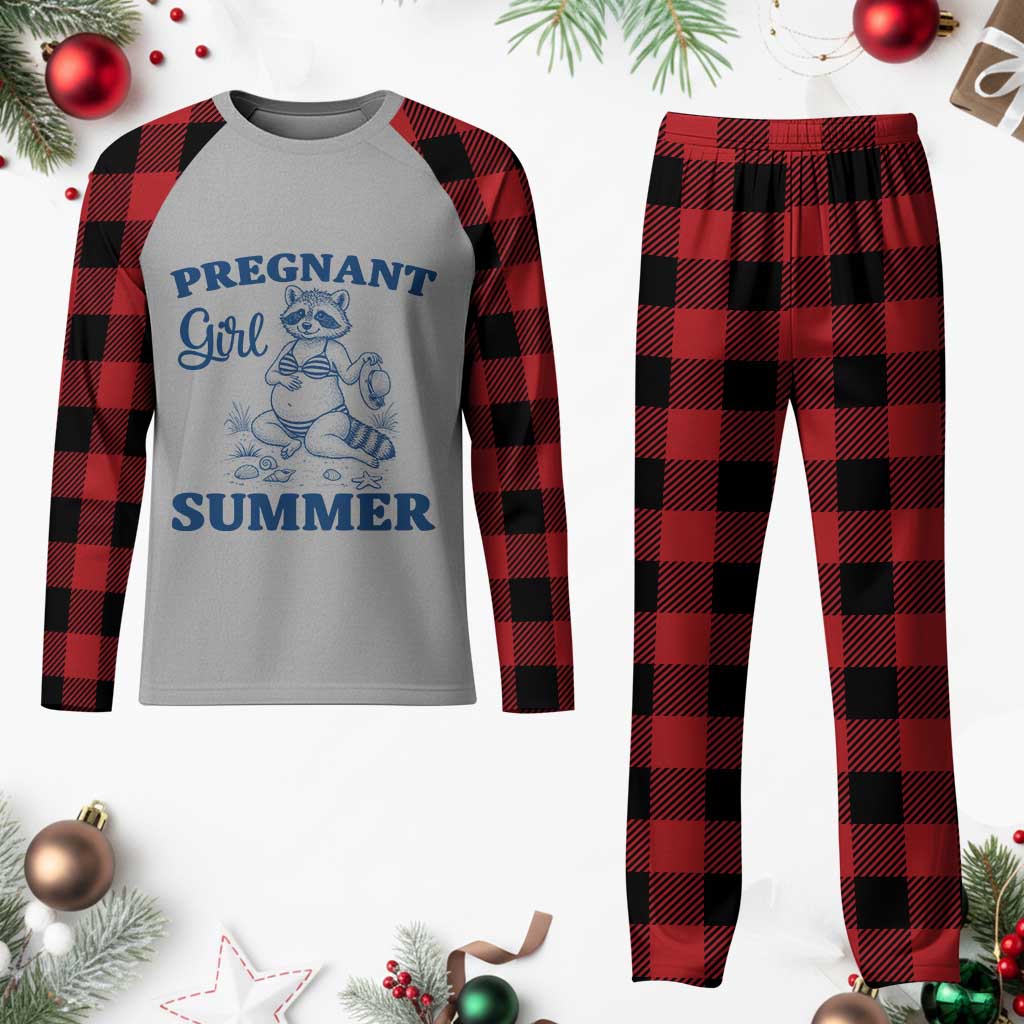 Raccoon Pregnancy Announcement Plaid Pajama Set Summer Beach Mom To Be Gift TS12 Buffalo Plaid Print Your Wear