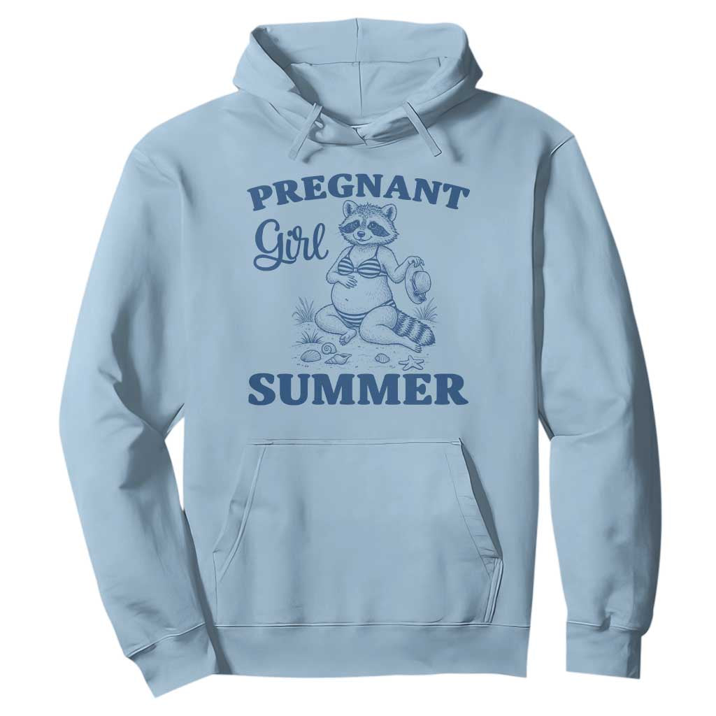 Raccoon Pregnancy Announcement Hoodie Summer Beach Mom To Be Gift TS12 Light Blue Print Your Wear