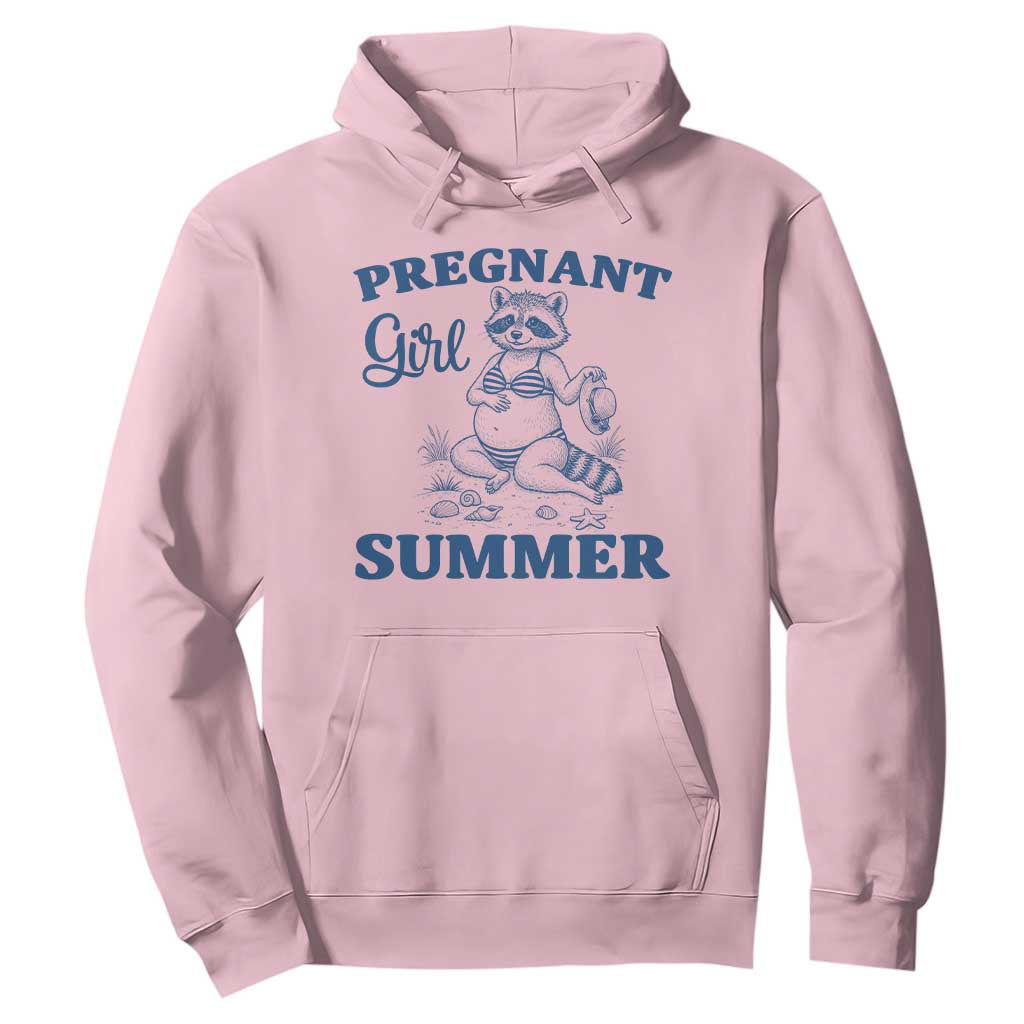 Raccoon Pregnancy Announcement Hoodie Summer Beach Mom To Be Gift TS12 Light Pink Print Your Wear