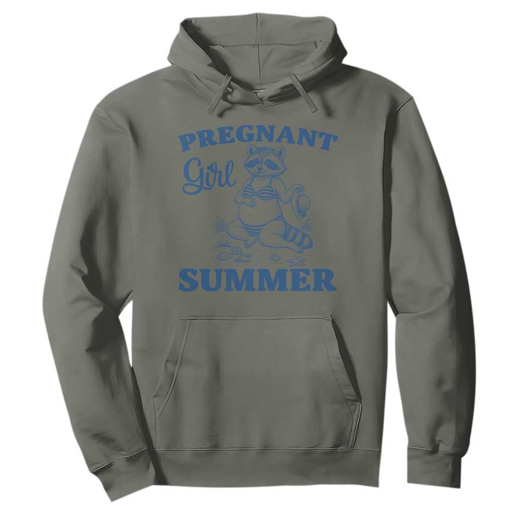 Raccoon Pregnancy Announcement Hoodie Summer Beach Mom To Be Gift TS12 Military Green Print Your Wear