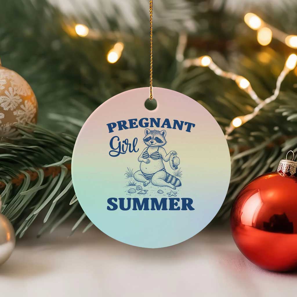 Raccoon Pregnancy Announcement Ceramic Ornament Summer Beach Mom To Be Gift TS12 1pc Pastel Print Your Wear
