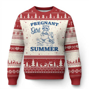 Raccoon Pregnancy Announcement Ugly Christmas Sweater Summer Beach Mom To Be Gift TS12 Beige Red Print Your Wear