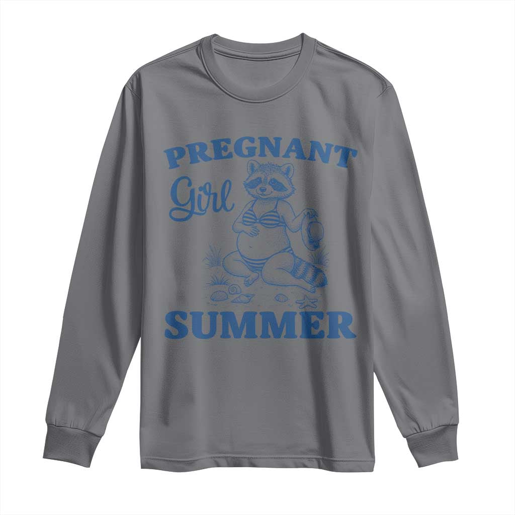 Raccoon Pregnancy Announcement Long Sleeve Shirt Summer Beach Mom To Be Gift TS12 Charcoal Print Your Wear