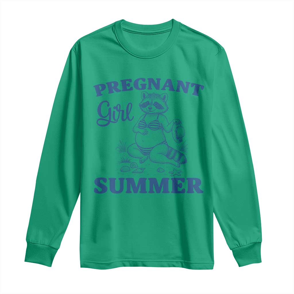 Raccoon Pregnancy Announcement Long Sleeve Shirt Summer Beach Mom To Be Gift TS12 Irish Green Print Your Wear