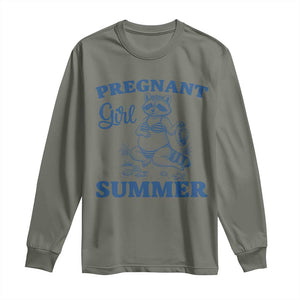 Raccoon Pregnancy Announcement Long Sleeve Shirt Summer Beach Mom To Be Gift TS12 Military Green Print Your Wear