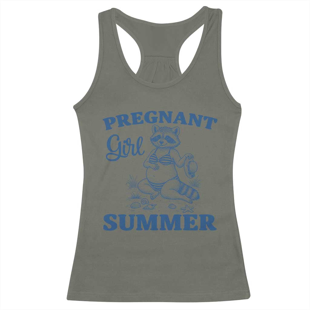 Raccoon Pregnancy Announcement Racerback Tank Top Summer Beach Mom To Be Gift TS12 Military Green Print Your Wear