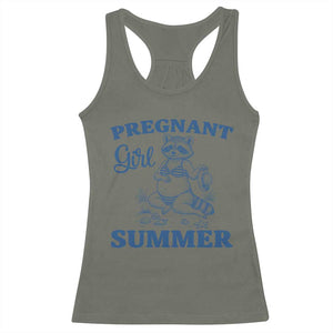 Raccoon Pregnancy Announcement Racerback Tank Top Summer Beach Mom To Be Gift TS12 Military Green Print Your Wear