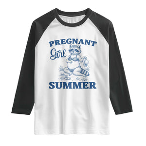 Raccoon Pregnancy Announcement Raglan Shirt Summer Beach Mom To Be Gift