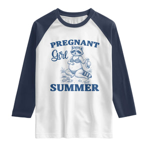 Raccoon Pregnancy Announcement Raglan Shirt Summer Beach Mom To Be Gift