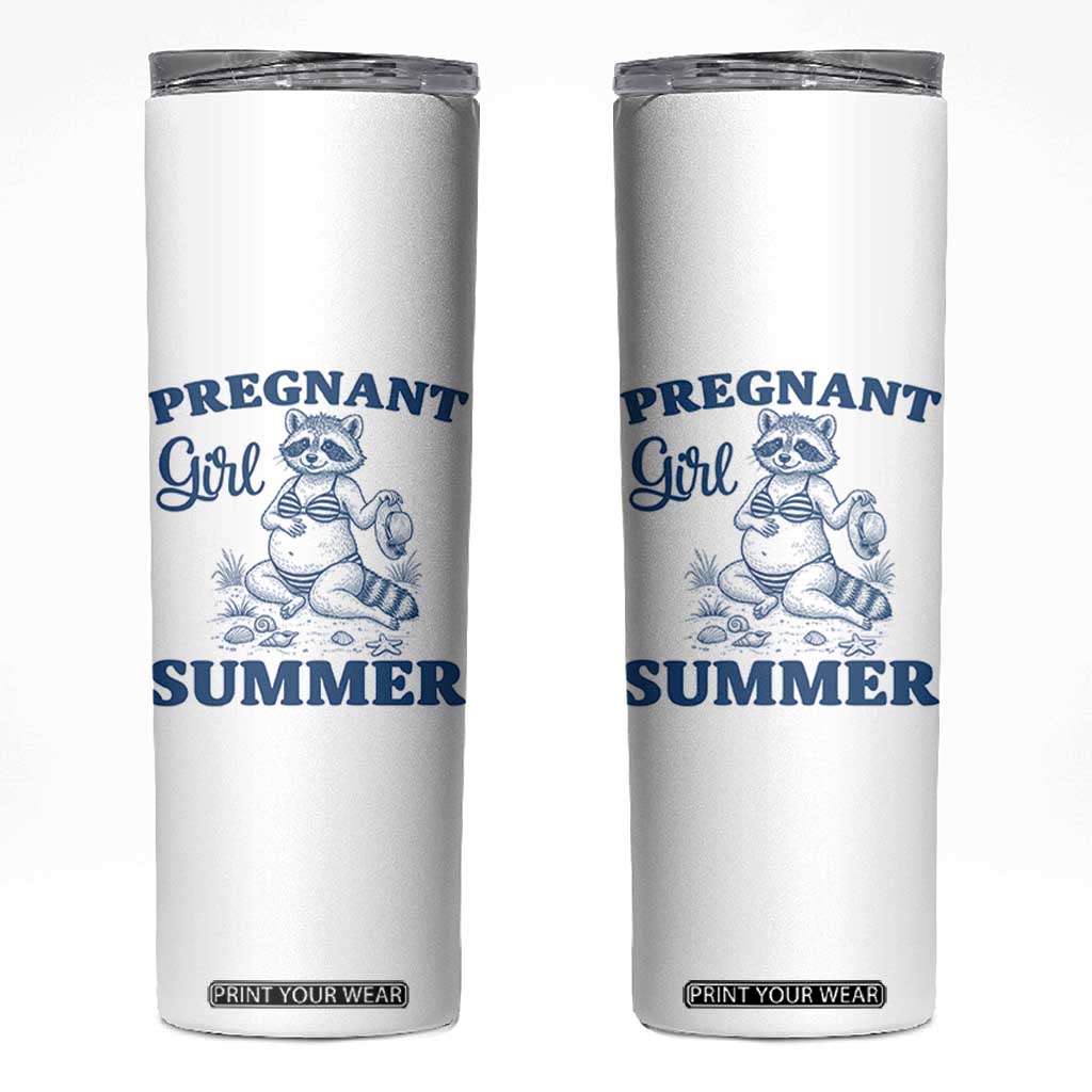 Raccoon Pregnancy Announcement Skinny Tumbler Summer Beach Mom To Be Gift TS12 White Print Your Wear