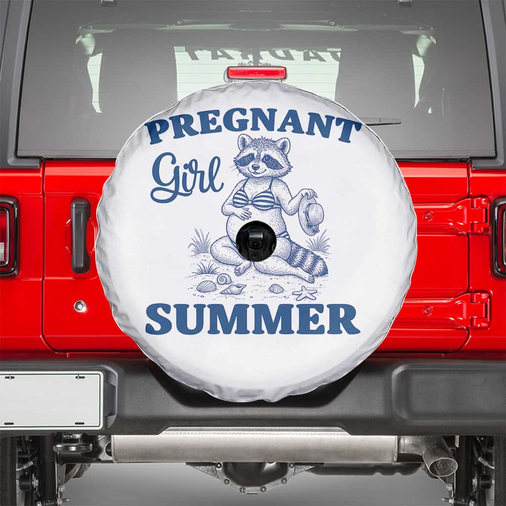 Raccoon Pregnancy Announcement Spare Tire Cover Summer Beach Mom To Be Gift TS12 White Print Your Wear