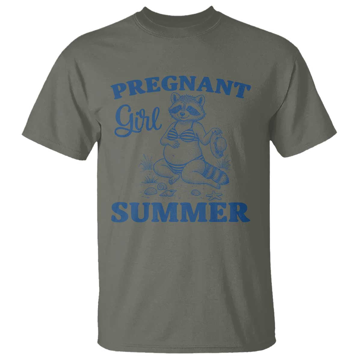 Raccoon Pregnancy Announcement T Shirt Summer Beach Mom To Be Gift TS12 Military Green Print Your Wear