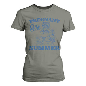 Raccoon Pregnancy Announcement T Shirt For Women Summer Beach Mom To Be Gift TS12 Military Green Print Your Wear