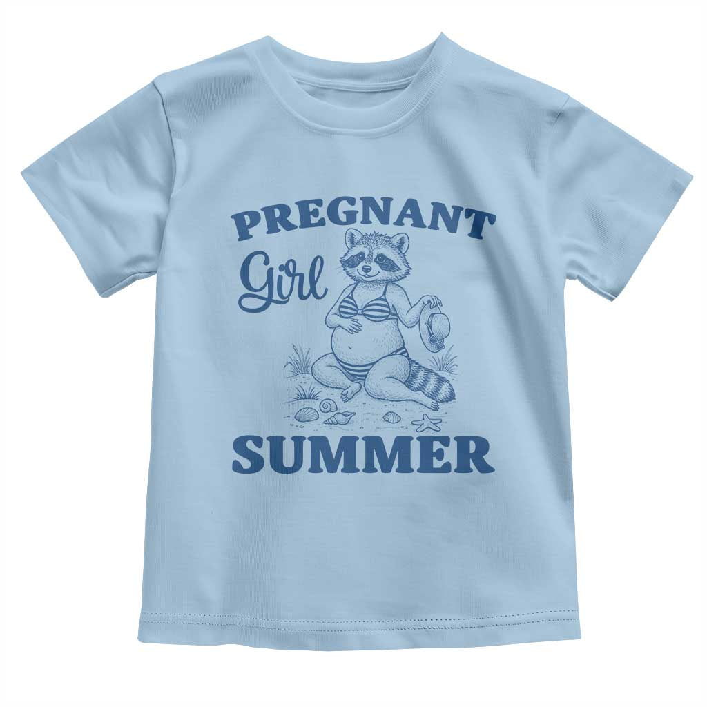 Raccoon Pregnancy Announcement Toddler T Shirt Summer Beach Mom To Be Gift TS12 Light Blue Print Your Wear