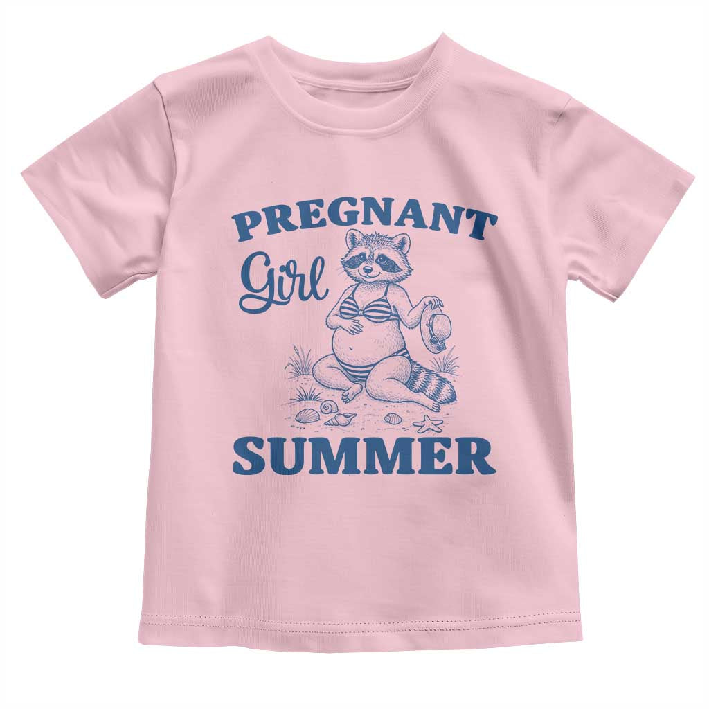 Raccoon Pregnancy Announcement Toddler T Shirt Summer Beach Mom To Be Gift TS12 Light Pink Print Your Wear