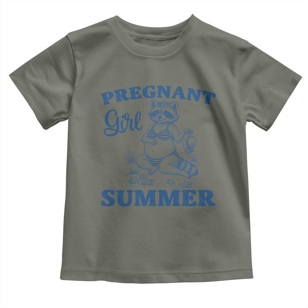 Raccoon Pregnancy Announcement Toddler T Shirt Summer Beach Mom To Be Gift TS12 Military Green Print Your Wear