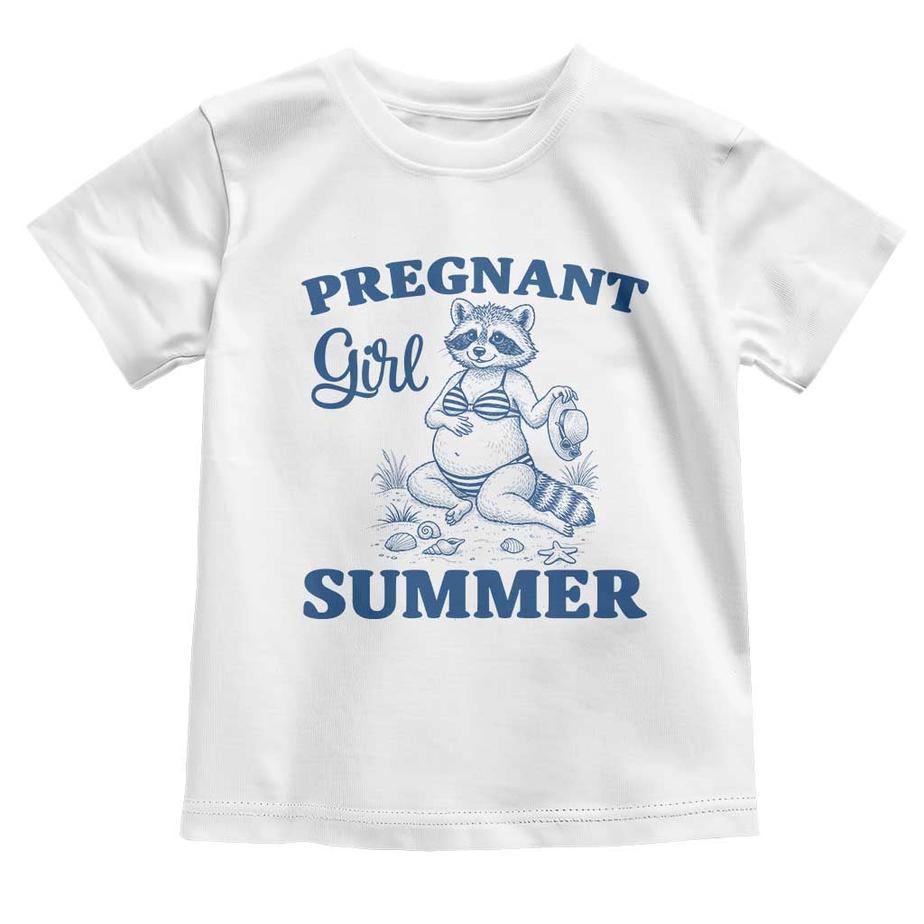 Raccoon Pregnancy Announcement Toddler T Shirt Summer Beach Mom To Be Gift TS12 White Print Your Wear