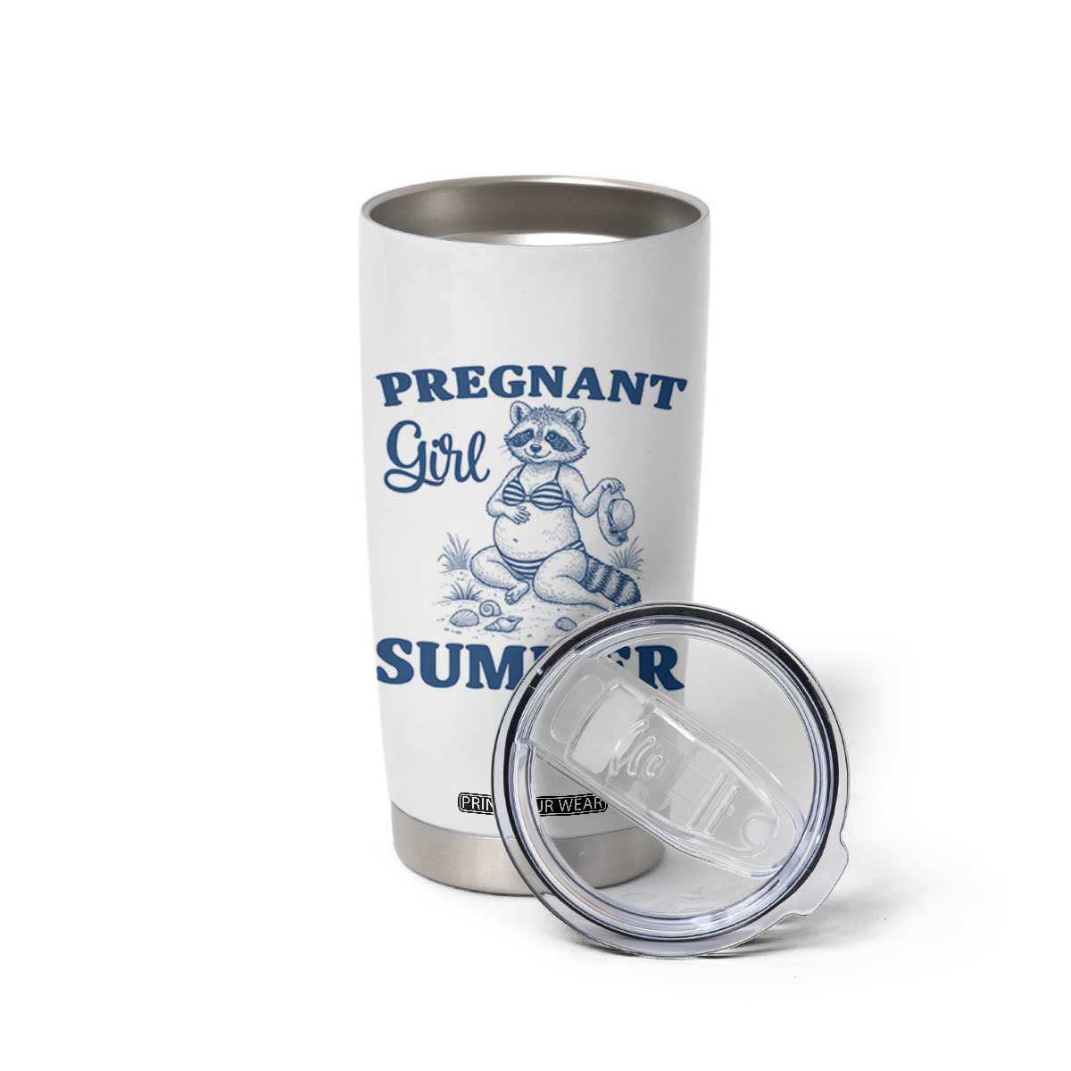 Raccoon Pregnancy Announcement Tumbler Cup Summer Beach Mom To Be Gift TS12 Print Your Wear