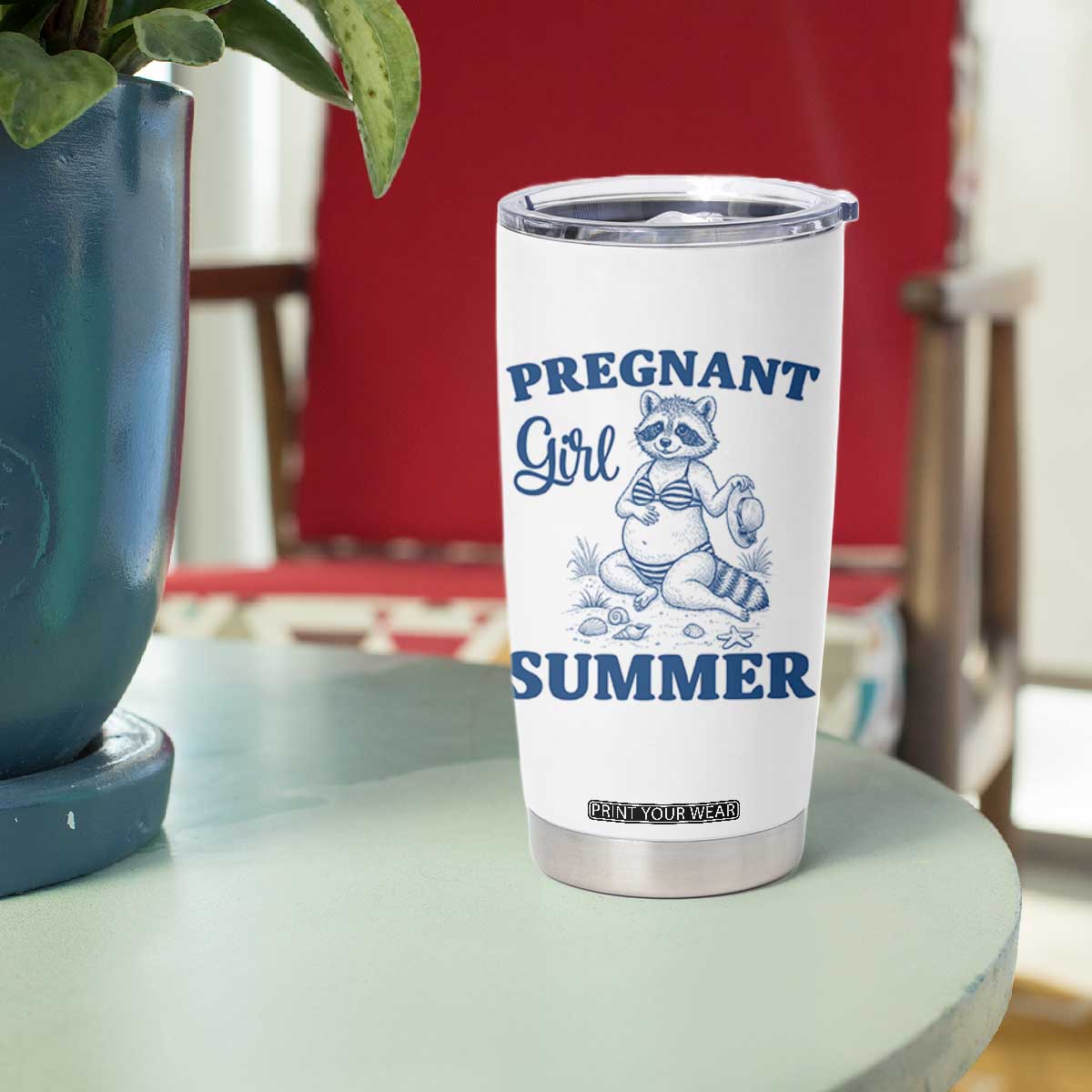 Raccoon Pregnancy Announcement Tumbler Cup Summer Beach Mom To Be Gift TS12 Print Your Wear