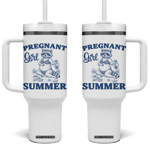 Raccoon Pregnancy Announcement Tumbler With Handle Summer Beach Mom To Be Gift TS12 One Size: 40 oz White Print Your Wear