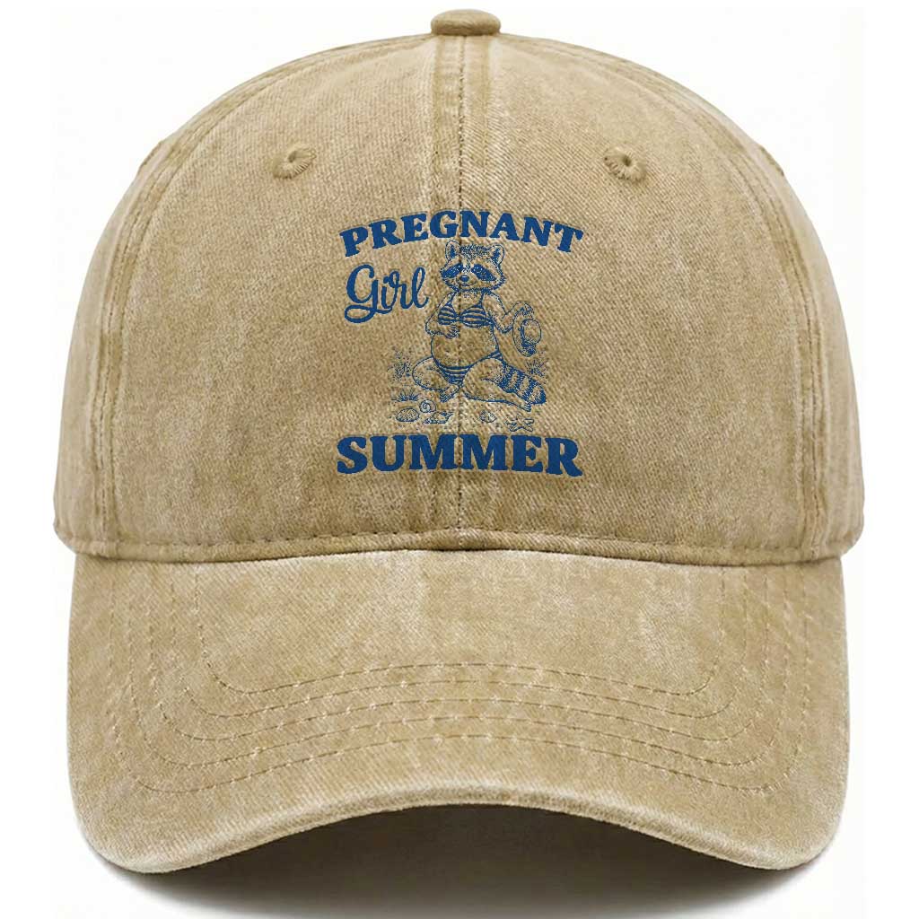 Raccoon Pregnancy Announcement Washed Cotton Baseball Cap Summer Beach Mom To Be Gift TS12 Print Your Wear