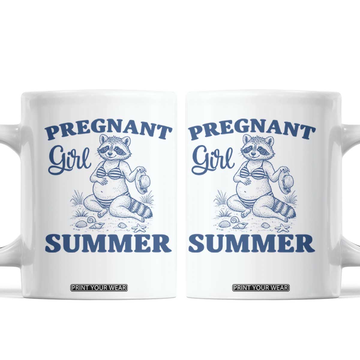 Raccoon Pregnancy Announcement Coffee Mug Summer Beach Mom To Be Gift