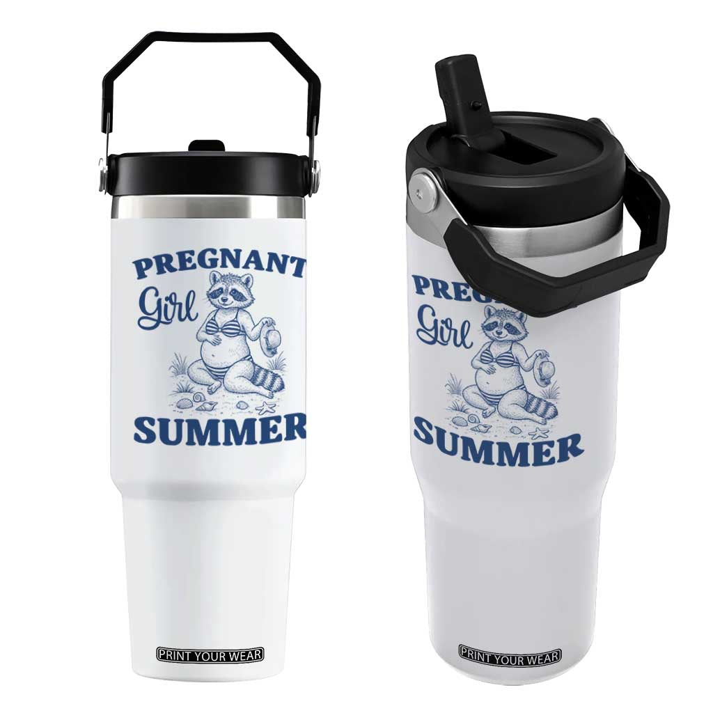 Raccoon Pregnancy Announcement Flip Straw Tumbler Summer Beach Mom To Be Gift TS12 One Size: 30 oz White Print Your Wear