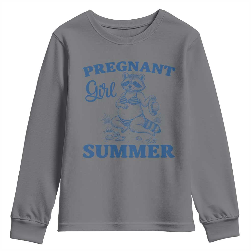 Raccoon Pregnancy Announcement Youth Sweatshirt Summer Beach Mom To Be Gift TS12 Charcoal Print Your Wear