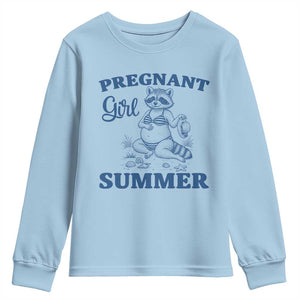 Raccoon Pregnancy Announcement Youth Sweatshirt Summer Beach Mom To Be Gift TS12 Light Blue Print Your Wear
