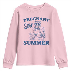 Raccoon Pregnancy Announcement Youth Sweatshirt Summer Beach Mom To Be Gift TS12 Light Pink Print Your Wear