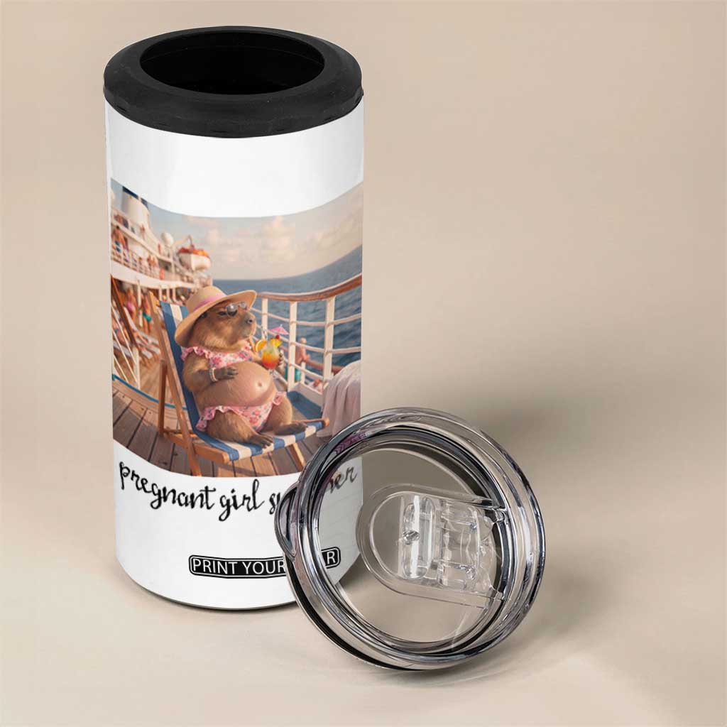Summer Capybara Pregnancy 4 in 1 Can Cooler Tumbler Baby Announcement Gift TS12 Print Your Wear