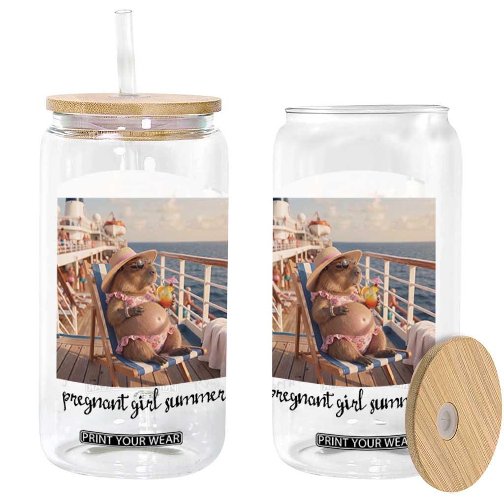 Summer Capybara Pregnancy Glass Can Baby Announcement Gift TS12 Print Your Wear