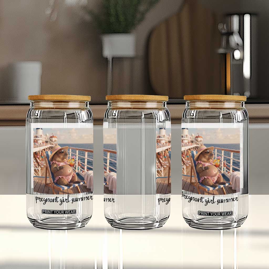 Summer Capybara Pregnancy Glass Can Baby Announcement Gift TS12 Print Your Wear