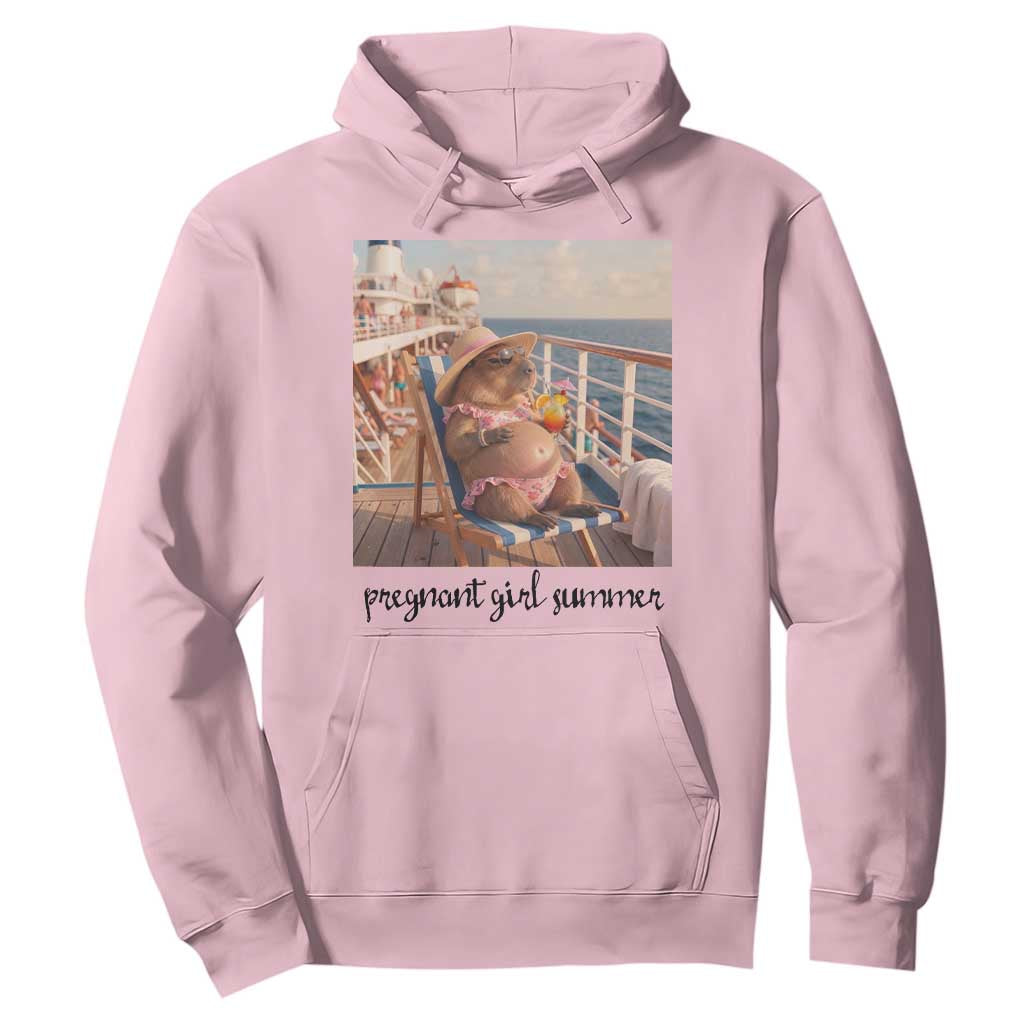 Summer Capybara Pregnancy Hoodie Baby Announcement Gift TS12 Light Pink Print Your Wear