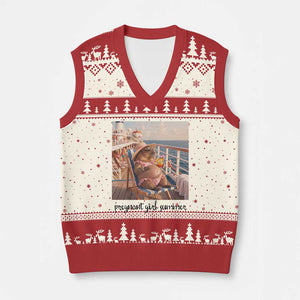 Summer Capybara Pregnancy V-Neck Knit Sweater Vest Baby Announcement Gift TS12 Beige Red Print Your Wear