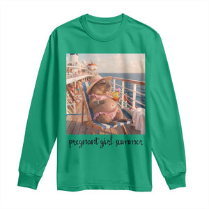 Summer Capybara Pregnancy Long Sleeve Shirt Baby Announcement Gift TS12 Irish Green Print Your Wear